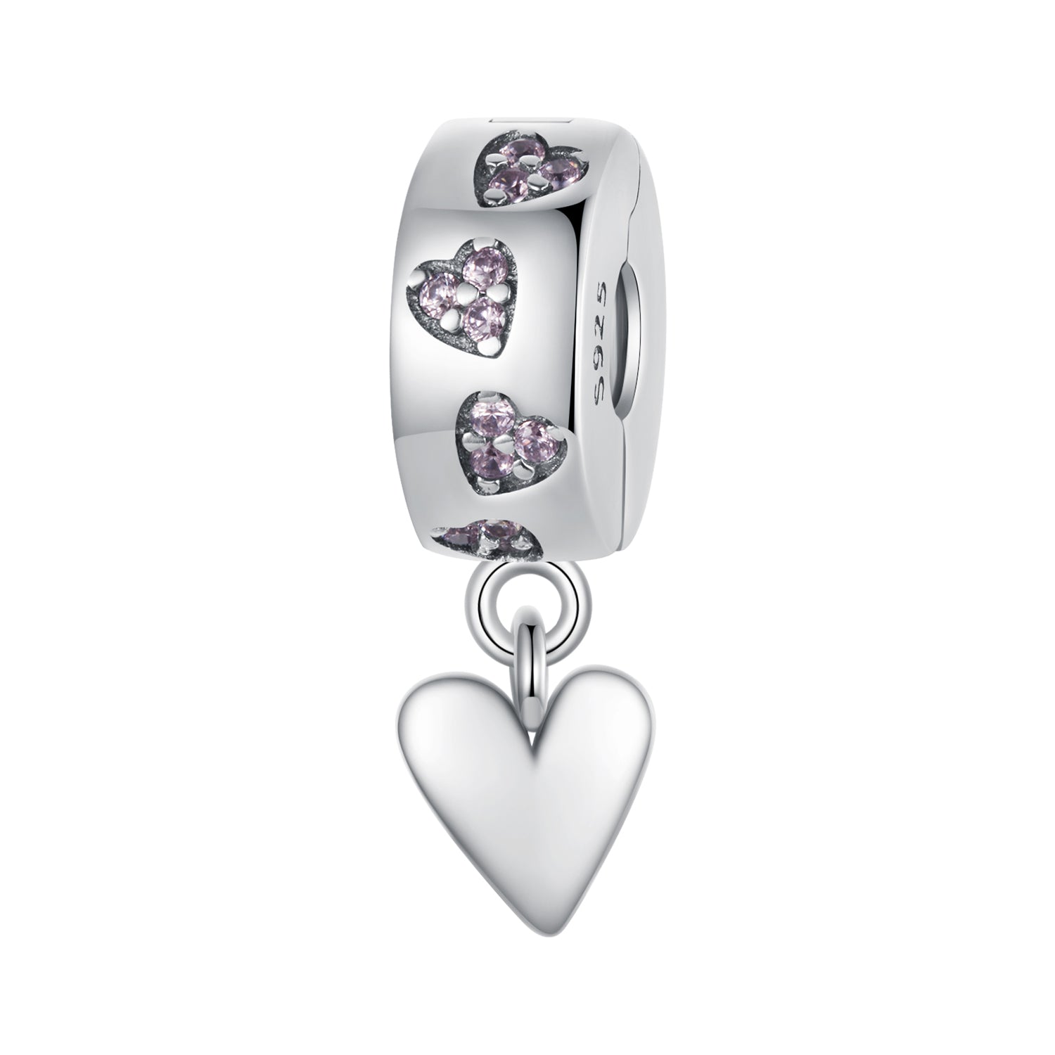 thumbnail image 2 of 9ct Gold & Pink CZ Heart Clip-On Charm - Love Hearts 375 Gold - Valentines Gift 2 of 5