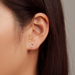 Simple Silver Heart Stud Earrings