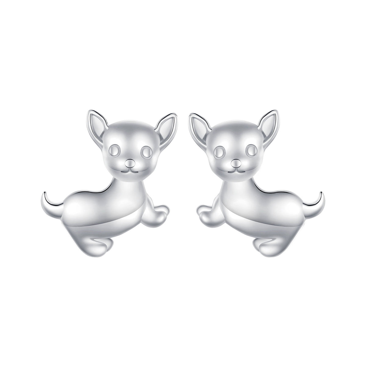 Silver Chihuahua Stud Earrings
