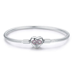 heart infinity snake chain bracelet