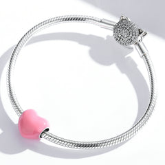 Pink Enamel Heart Charm