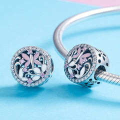 Pink Dragonfly & Flowers Charm - Lullaboo