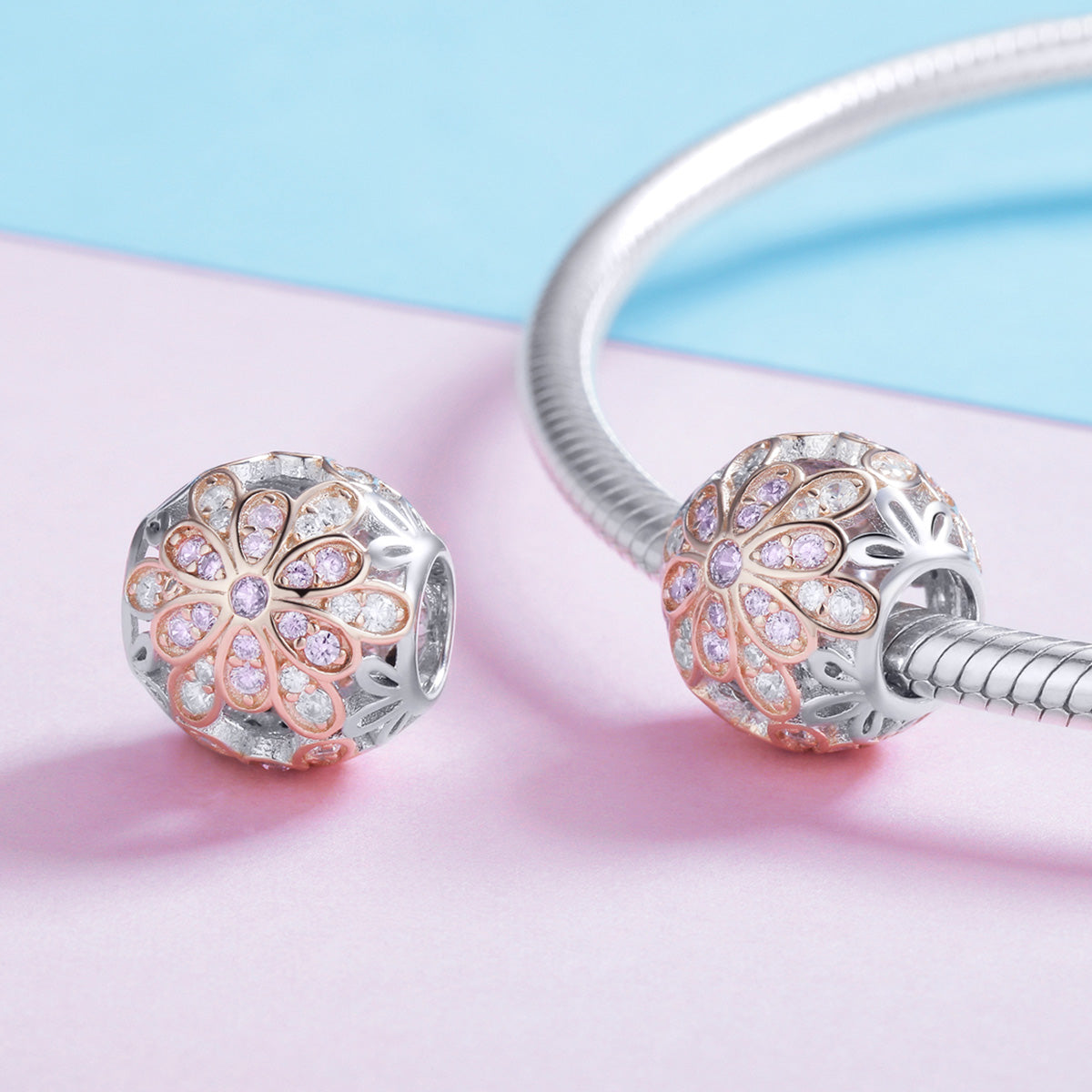 Rose Gold Blooming Flower Charm - Lullaboo