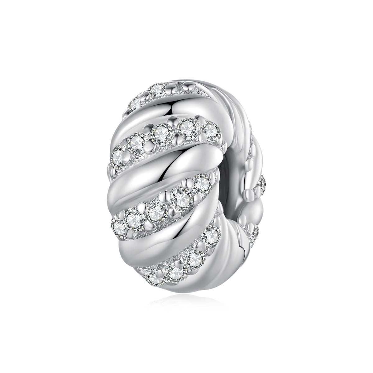 CZ Silver Twist Clip Charm